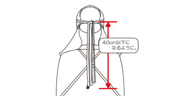 面紐は結び目から40cm以内におさめましょう。